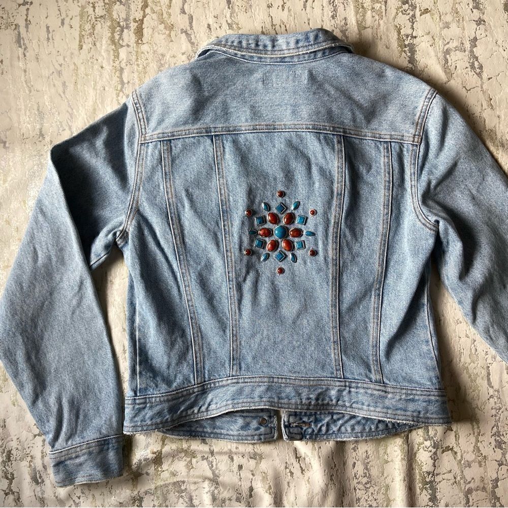 ABS Allen Schwartz Embellished Jean jacket Y2K 00s country western